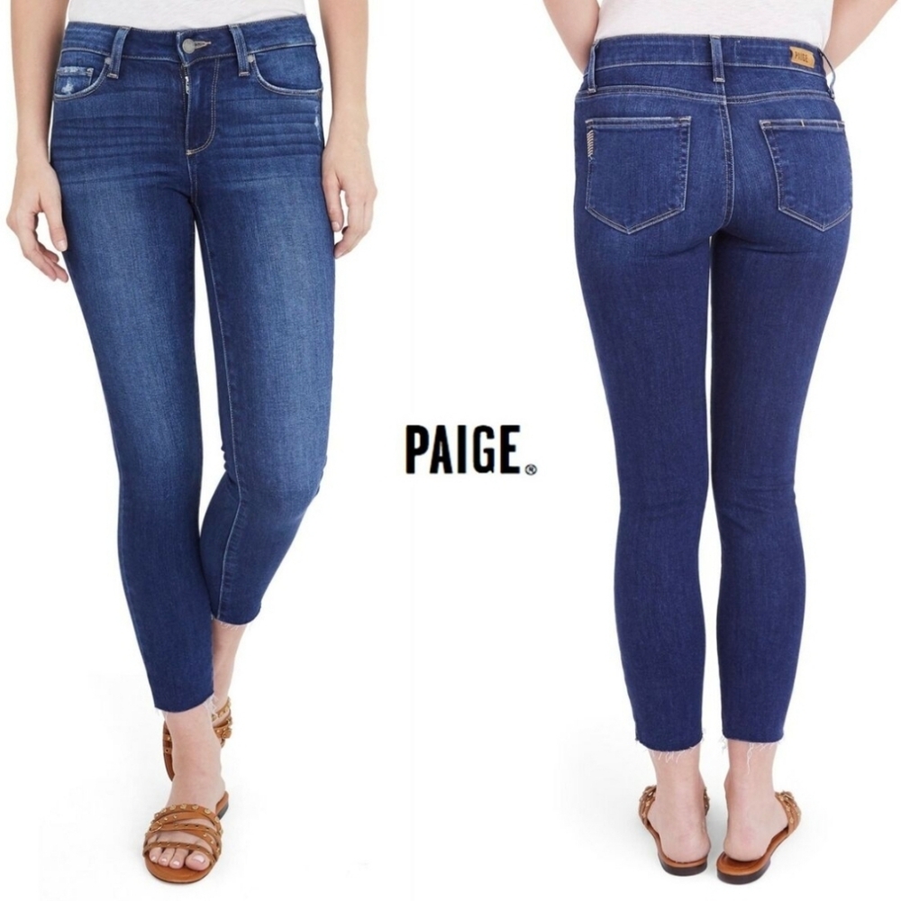 Paige Kylie Krop Womens Dark Denim Skinny Leg Fit Midrise‎ Size 28